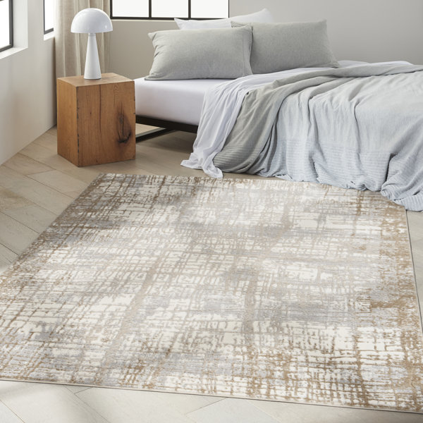 Calvin Klein Rush Abstract Machine Woven Ivory/Taupe Area Rug & Reviews
